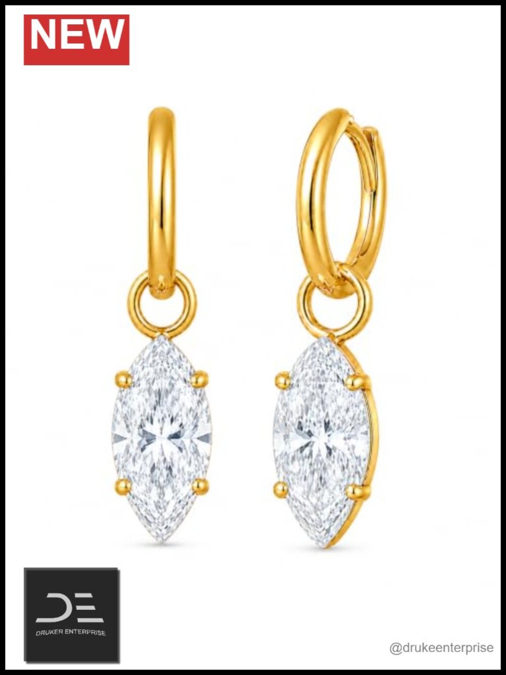Convertible 14K Gold Drop Earrings for Women Hypoallergenic Snap Back
